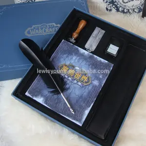Warcraft caligrafía Pluma pluma set notebook sellos de cera sello de la botella de tinta para juego de regalo