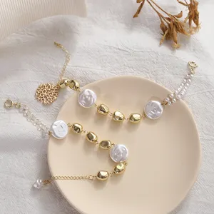 JUHU Commercio All'ingrosso 2019 nuovo stile placcato oro forma di perle di cristallo acrilico del braccialetto per la femmina