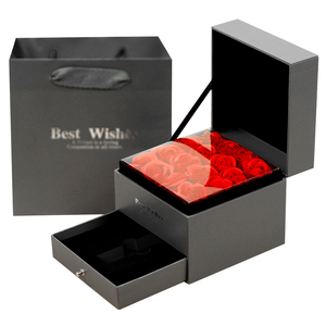 Drawer Type Box Custom Luxury Premium Square Double Layer Gifts Packaging Rose With Drawer Flowerbox Cardboard Jewelry Boxes For Gift Sets