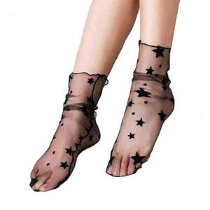 Precio de fábrica Mujeres Tobillo <span class=keywords><strong>Calcetines</strong></span> altos Sheer Slouch <span class=keywords><strong>Calcetines</strong></span> Negro Transparente <span class=keywords><strong>Calcetines</strong></span> de encaje - Product Image 4