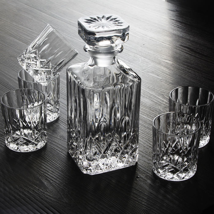 5/7 pcs bulk wholesales wine whiskey glass set 800ml glass decanter with 4/6 glasses glass decanter whiskey set