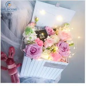 कस्टम कोरियाई foldable वर्ग फूल बक्से फूल गुलदस्ता कागज बॉक्स foloral गले बाल्टी फूलवाला उपहार पैकेजिंग बॉक्स शादी की पार्टी