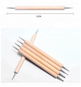 Misscheering-Juego de pinceles de madera para decoración de uñas, Set de 5 unidades de pinceles de 2 vías para punteo de uñas, con diamantes de imitación y lentejuelas - Product Image 2