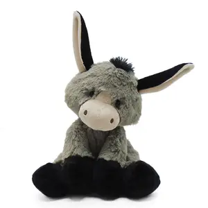 Custom Plush grey donkey Toys stuffed Animals donkey Toy in sitting style for Baby Kids Gifts