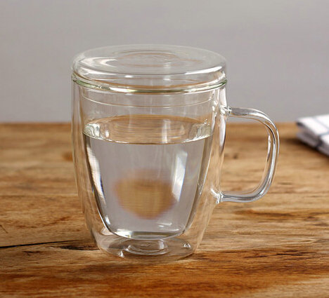 Double Wall Insulated Glass 13.5 Ounce/Double Wall Coffee Cups/Tea Mugs With Handle/Durable Stylish, Dishwasher & Microwave Safe