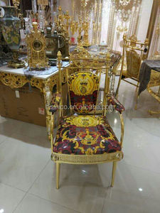 Set da Pranzo Placcato Oro 18K in Stile Arabo per 6 Persone/ <span class=keywords><strong>Mobili</strong></span> da Sala da Pranzo in Ottone dal Design <span class=keywords><strong>Barocco</strong></span> Antico - Product Image 4
