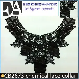 CB2673, novedad, cuello de ganchillo con diseño de encaje negro para bordar, collar de encaje