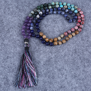 Collar de cuentas de piedra de 108 cuentas, collar de oración budista tibetano Mala - Product Image 5