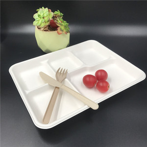 Emballage alimentaire biodégradable personnalisé <span class=keywords><strong>plateau</strong></span> de viande en pulpe 5 compartiments à emporter canne à sucre bagasse <span class=keywords><strong>plateau</strong></span> de repas jetable pour sushi - Product Image 3
