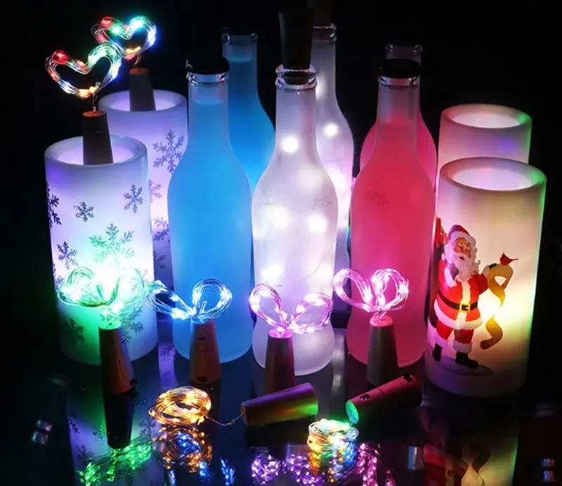 20 LED Lampu Botol Anggur Gabus Bertenaga Baterai Starry DIY Lampu Natal Tali untuk Pesta Halloween Pernikahan