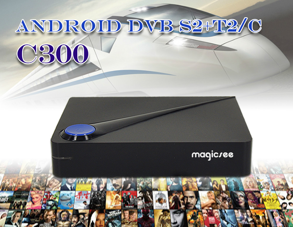 4k спутниковый ресивер Magicsee C300 Android Smart TV Box 2G + 16G S2 + T2 + C DVB Тройной тюнер Android 6.0 TV Box