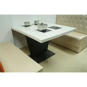 ทำความสะอาดง่ายกรดด่างคอมโพสิตอะคริลิค Solid Surface ร้านอาหารหม้อตาราง