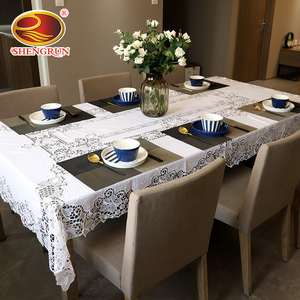 Tất cả các màu trắng REN VUÔNG Khăn trải bàn cho đám cưới Ăn Nhà Máy Thêu tùy chỉnh polyester bông - Product Image 4