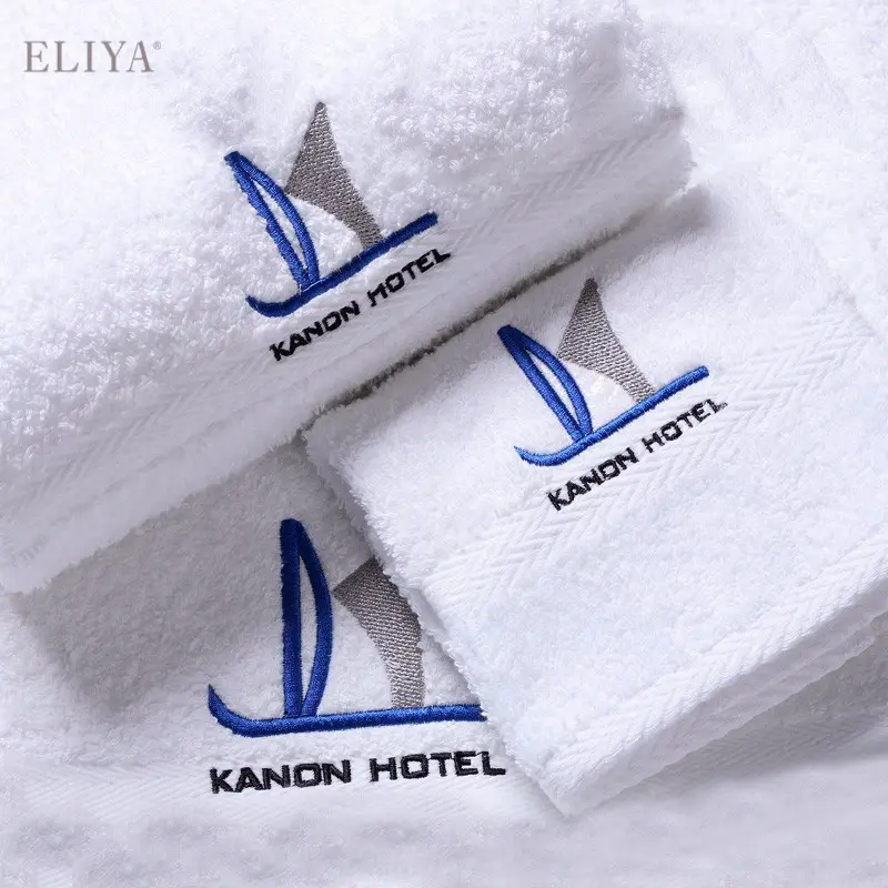 Gratis Monster Luxe Collectie Turkse 100% Katoen 5 Sterren Hotel Witte Badhanddoek Met Logo