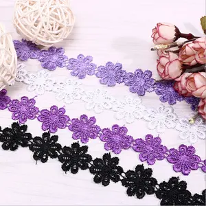 Guanlong brand high quality colorful flower crochet lace beaded trim for curtain border