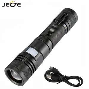 Good quality power style 10W zoom focus aluminum black tactical usb rechargeable led flash light flashlight
