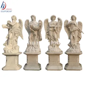Large Size Marble Carved Four Seasons Angel Garden Statues For Sale
