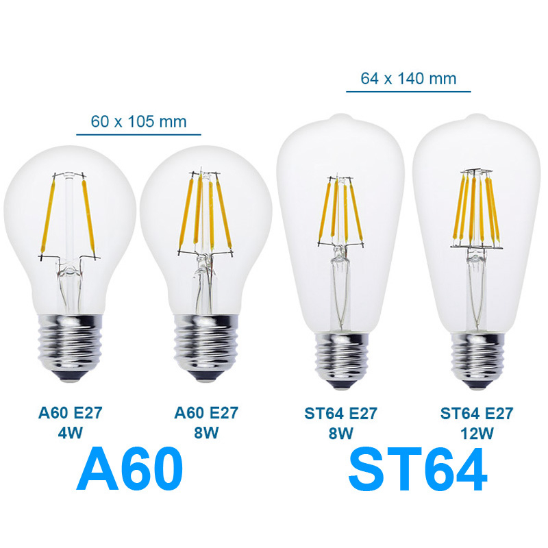 Античная Ретро винтажная Светодиодная лампа Эдисона E27 Светодиодная лампа E14 лампа накаливания 220 В стеклянная лампа 4 Вт 8 Вт 12 Вт 16 Вт лампа-свеча