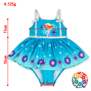 Yaz Güzel Genç Kız Mavi Dondurulmuş Tasarım Prenses Etek Yeni Çocuk kız mayo - Product Image 4