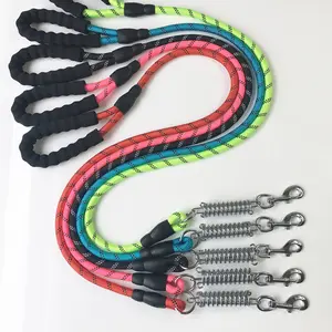 Heavy Duty Buffer Spring Dog Leash Durable Reflective Leash For Large Medium Dogs