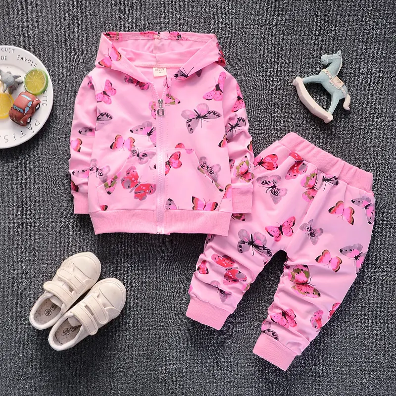 赤ちゃんの女の子の服セット春秋幼児コート + パンツ女の子のための2個のカジュアルな綿のスーツ幼児のトラックスーツ
