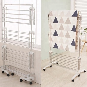 Séchoir à linge pliable à 3 niveaux avec roulettes, support de séchage portable - Product Image 2