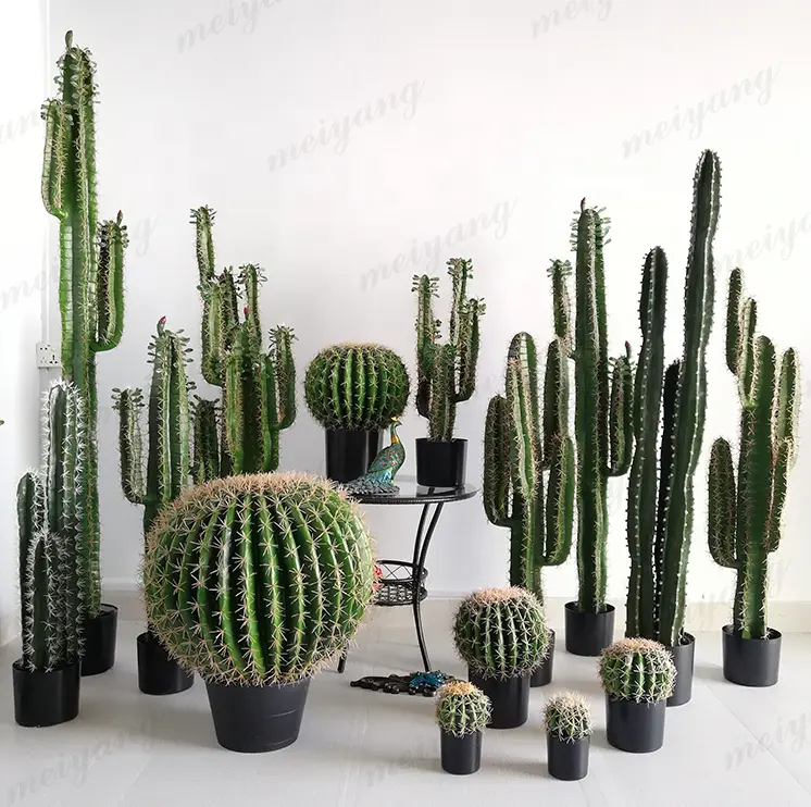 Planta de cactus artificial de imitación, suculenta redonda grande para decoración de jardín y hierbas de interior, venta al por mayor