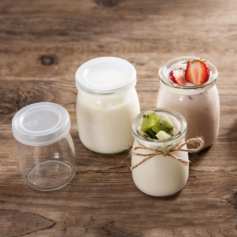 Customized mini glass milk bottle Lead free transparent glass yogurt bottle