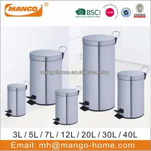 Wholesale Basic Household Stainless Steel Dust Bin Recycle Bin Rubbish Waste Bin 3L/5L/7L/12L/20L/30L/40L