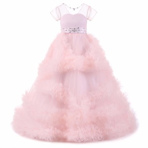 Abiti da ballo Boutique per bambine vestito rosa per bambini festa di nozze volant abiti di Tulle per bambine vestiti senza schienale - Product Image 3