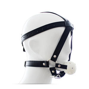 Hood Bondage Kulit Hitam Merah Muda dengan Penutup Mulut untuk Pengikat atau Cosplay Budak - Product Image 3