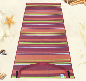 Недорогой перерабатываемый тканый пляжный коврик из полипропилена с логотипом на заказ