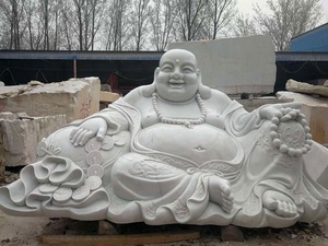 Statua di <span class=keywords><strong>buddha</strong></span> di risata della cina di scultura di marmo bianca gigante con ricchezza e felicità