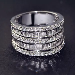 Trang Sức Công Chúa Cắt 8.6 CT Trắng Zircon Bạc Màu Nhẫn Đính Hôn Nhẫn Cưới Cô Gái Đảng Nhẫn Quà Tặng