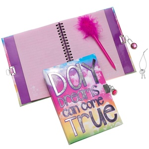 Gem Decoration Feather Children Printed School Diary Spiral Hardcover <strong>Notebook</strong> <strong>With</strong> <strong>Lock</strong> - Product Image 3