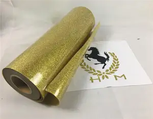 Gold color Glitter Heat Transfer Vinyl HTV for T-Shirts 12 Inches by 10 Feet Rolls