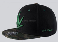Penjualan Laris 2020 Topi Snapback Daun Ganja Bordir Puff 3D Pinggir Camo Berkualitas Tinggi