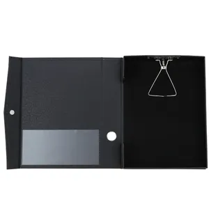 A4 Size office organizer leather cardboard customized corporate files folders box storage with Metal clip