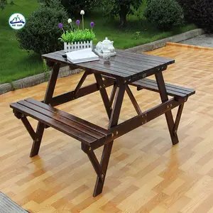 Tavolo di legno portatile di campeggio esterno di picnic con breakaway panchina