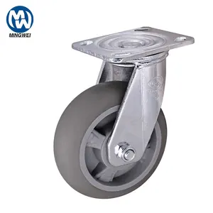 MW 4/5/6/8 Inch Heavy Duty TPR Caster Wheel Silent Indoor Double Ball Bearing Castor Wheels Industrial Machinery