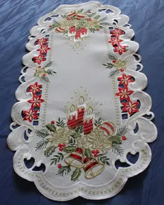 red christmas TABLECLOTHs and runner with hand cutwork and machine embroidery