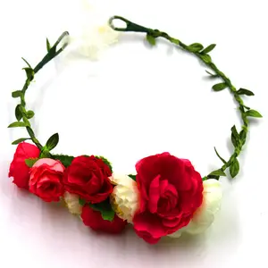 Новый дизайн для женщин и девочек, искусственный цветок, повязка на голову, тиара, короны, гирлянда, свадьба для взрослых