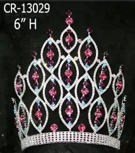 Colorful Tall 6 Inch Beauty Miss Pageant Crown