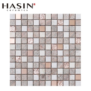 Revêtement de <span class=keywords><strong>sol</strong></span> et de mur en mosaïque de marbre ardoise mélangé à du métal - Product Image 4