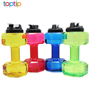 Plastic 2.2L dumbbell water bottle, Fitness shaker dumbbell water bottle