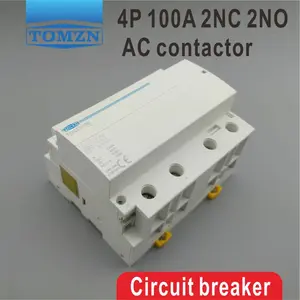 2nc 2no kontaktor Suppliers-TOCT1 4P 100A 2NO 2NC 400V 50/60HZ Din Rail Rumah Tangga Ac Kontaktor 2 Normal Terbuka dan 2 Tutup Normal