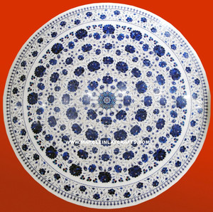 Round Marble <b>Stone</b> Inlay <b>Table</b> <b>Top</b> - Product Image 1