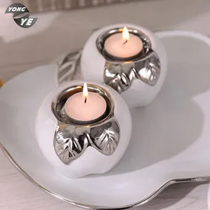 Plating Bentuk Apple Tealight Elegan, Dudukan Lilin Keramik Modern untuk Dekorasi