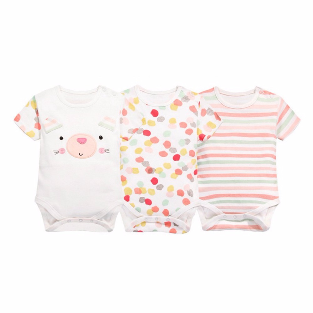 Очень мягкого хлопка с коротким рукавом Одежда для маленьких девочек комбинезон боди