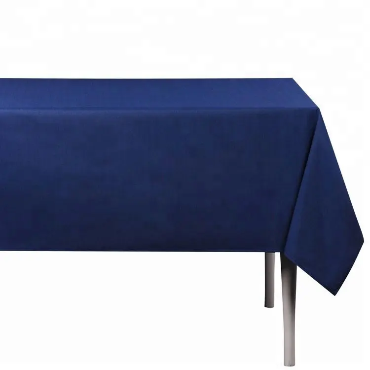 Mantel Rectangular de poliéster de algodón y lino, cubierta de tela para mesa de comedor y café, con patrón cuadrado, azul, para campamento, Hotel, bodas, fiestas